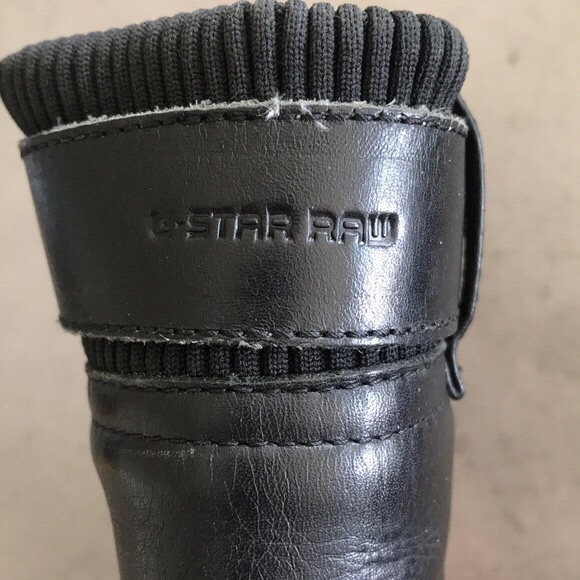 Rare! G Star Model Sample! Black Leather Heeled Boot - Picture 5 of 7